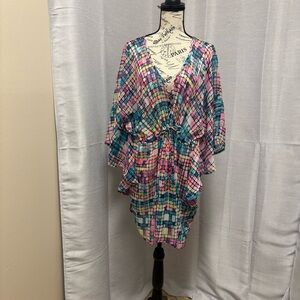 Palm Island Multicolor Geometric Print V-Neck Women’s Swimsuit cover-up Sz XL